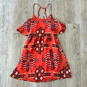 Womens GB Orange Printed Dress - XS